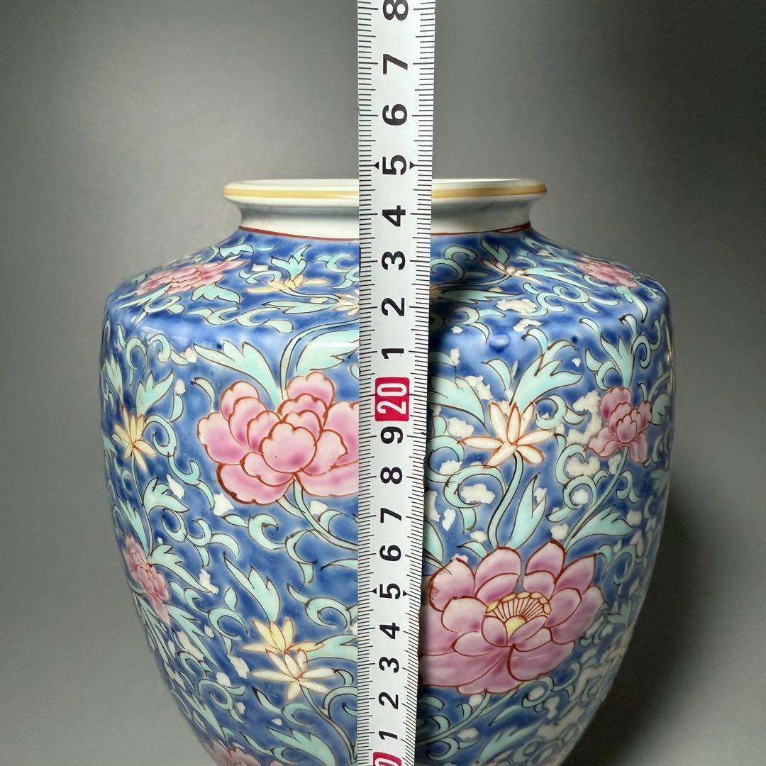 晩香窯　ARITA BANKO　希少品　里帰り品　牡丹文様花瓶　高さ24.5cm