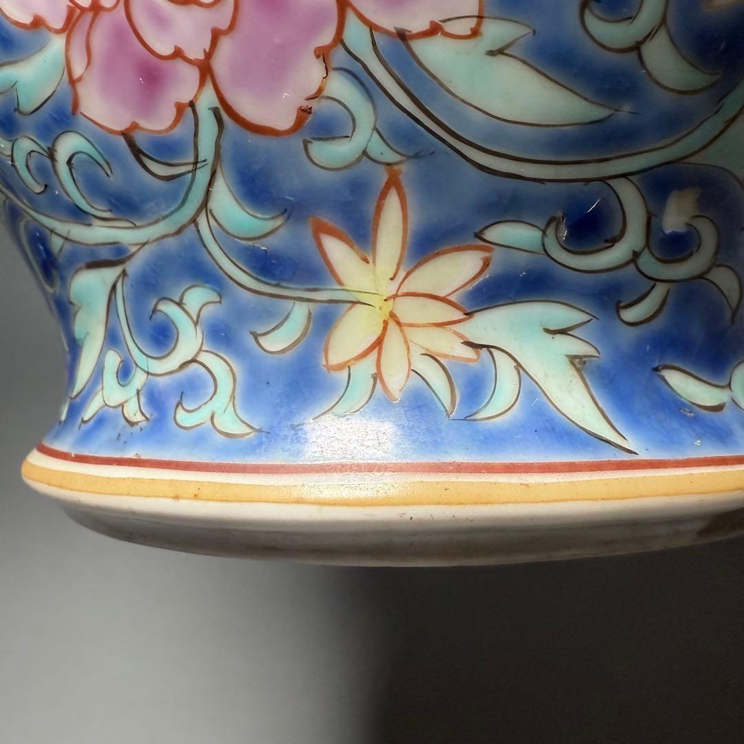 晩香窯　ARITA BANKO　希少品　里帰り品　牡丹文様花瓶　高さ24.5cm