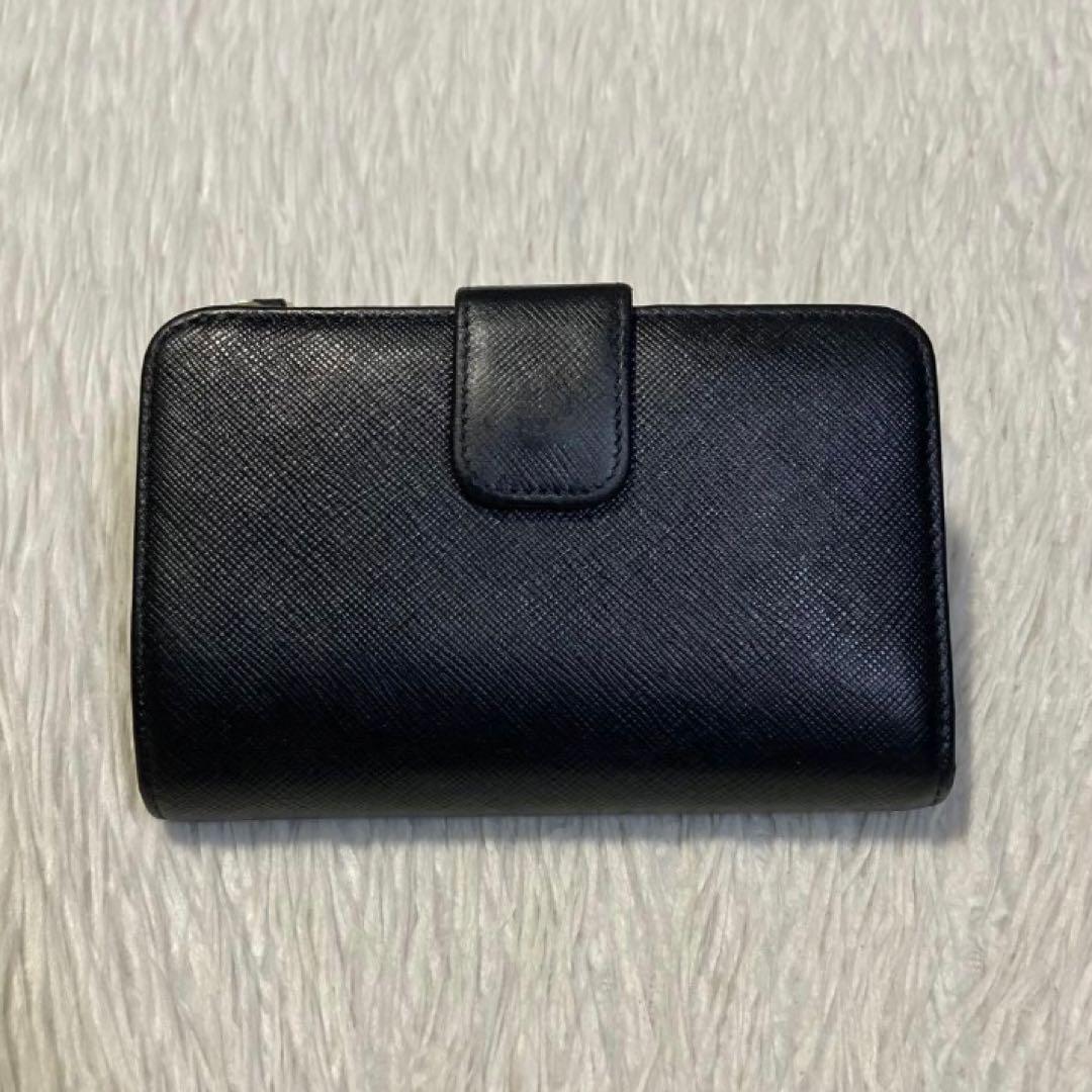 最終価格　定番　早い者勝ち　PRADA プラダ　バイカラー　二つ折り　黒 財布
