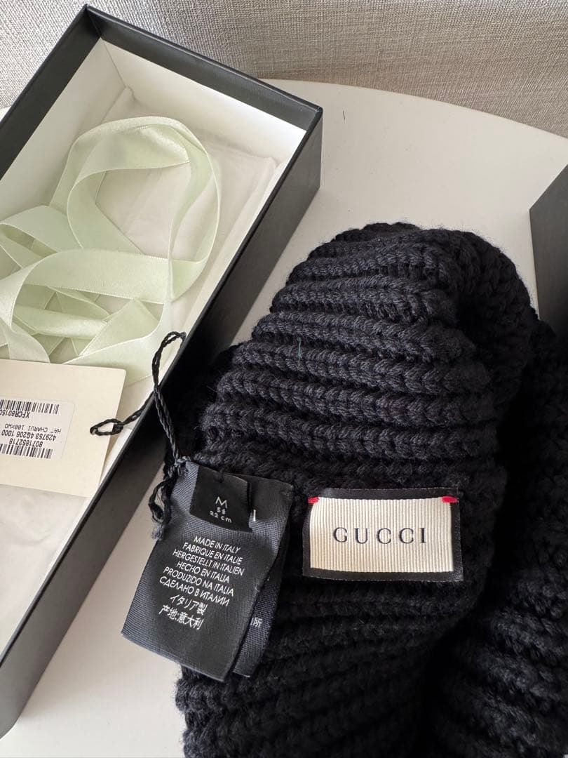 グッチ GUCCI ウールニット帽キャップ男女兼用M