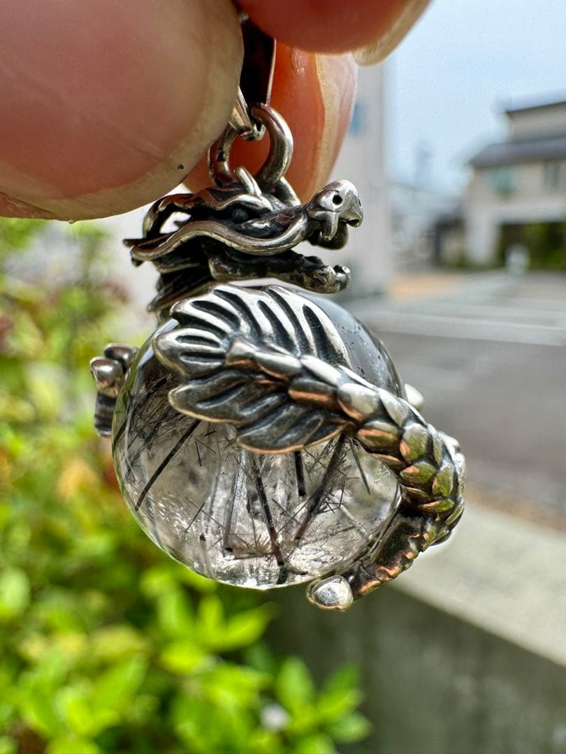 【怪蟲伝闘さん専用】ブラックルチル　ペンダントトップ　虹あり　S925