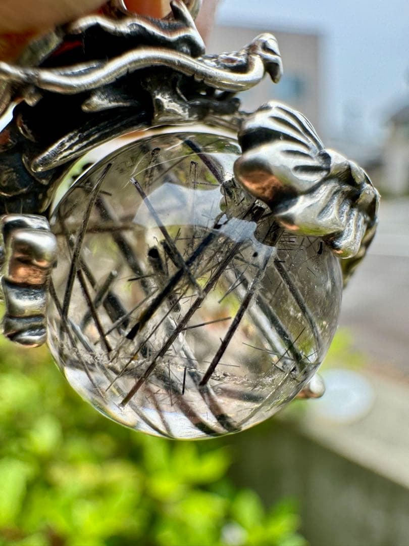 【怪蟲伝闘さん専用】ブラックルチル　ペンダントトップ　虹あり　S925