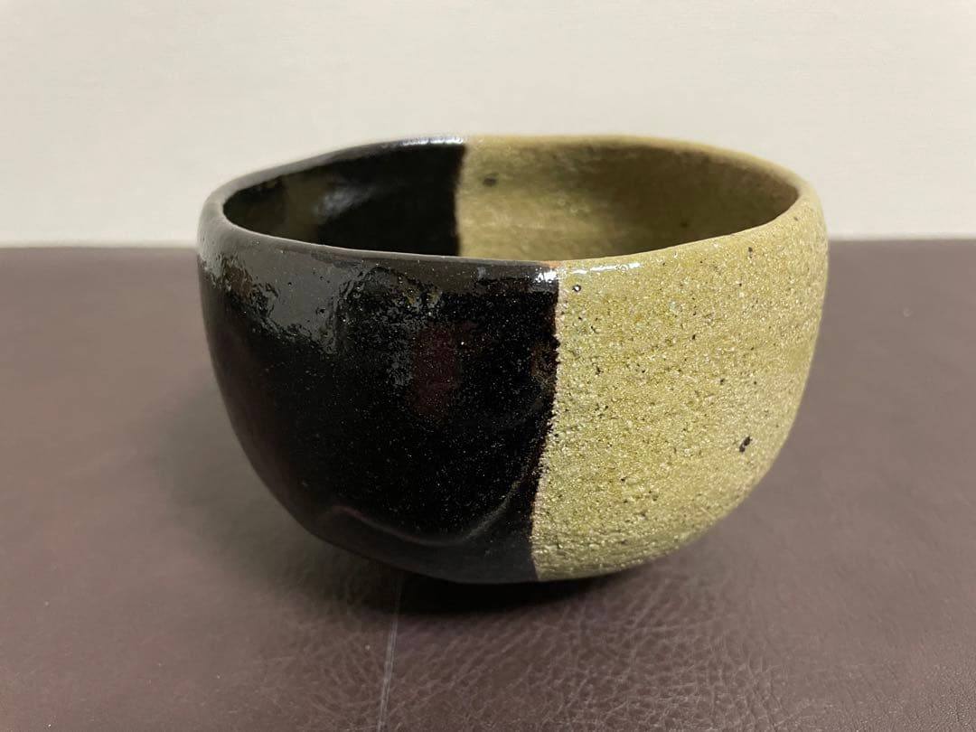 大樋年朗　掛分　黒茶盌　　共箱　共布　栞　大樋長左衛門　楽焼　黒楽　茶碗　茶道具