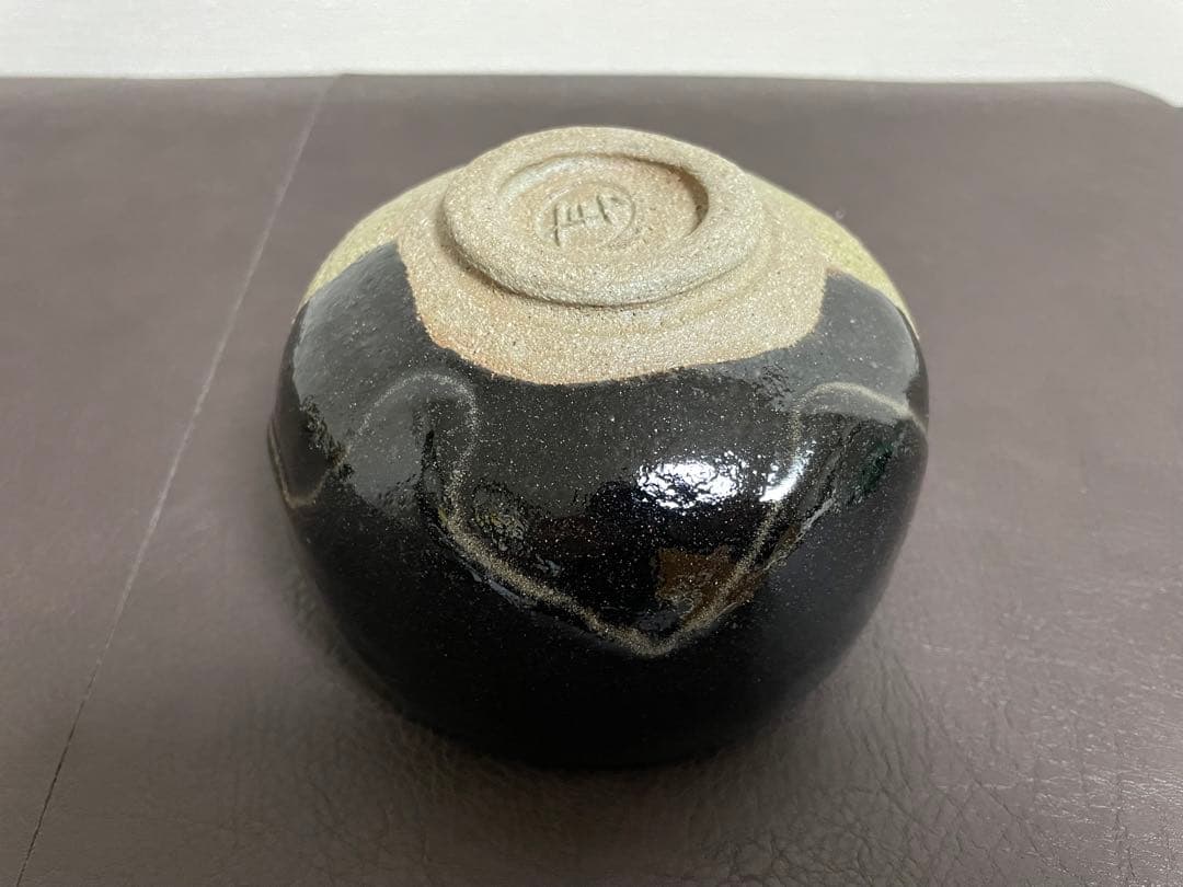 大樋年朗　掛分　黒茶盌　　共箱　共布　栞　大樋長左衛門　楽焼　黒楽　茶碗　茶道具