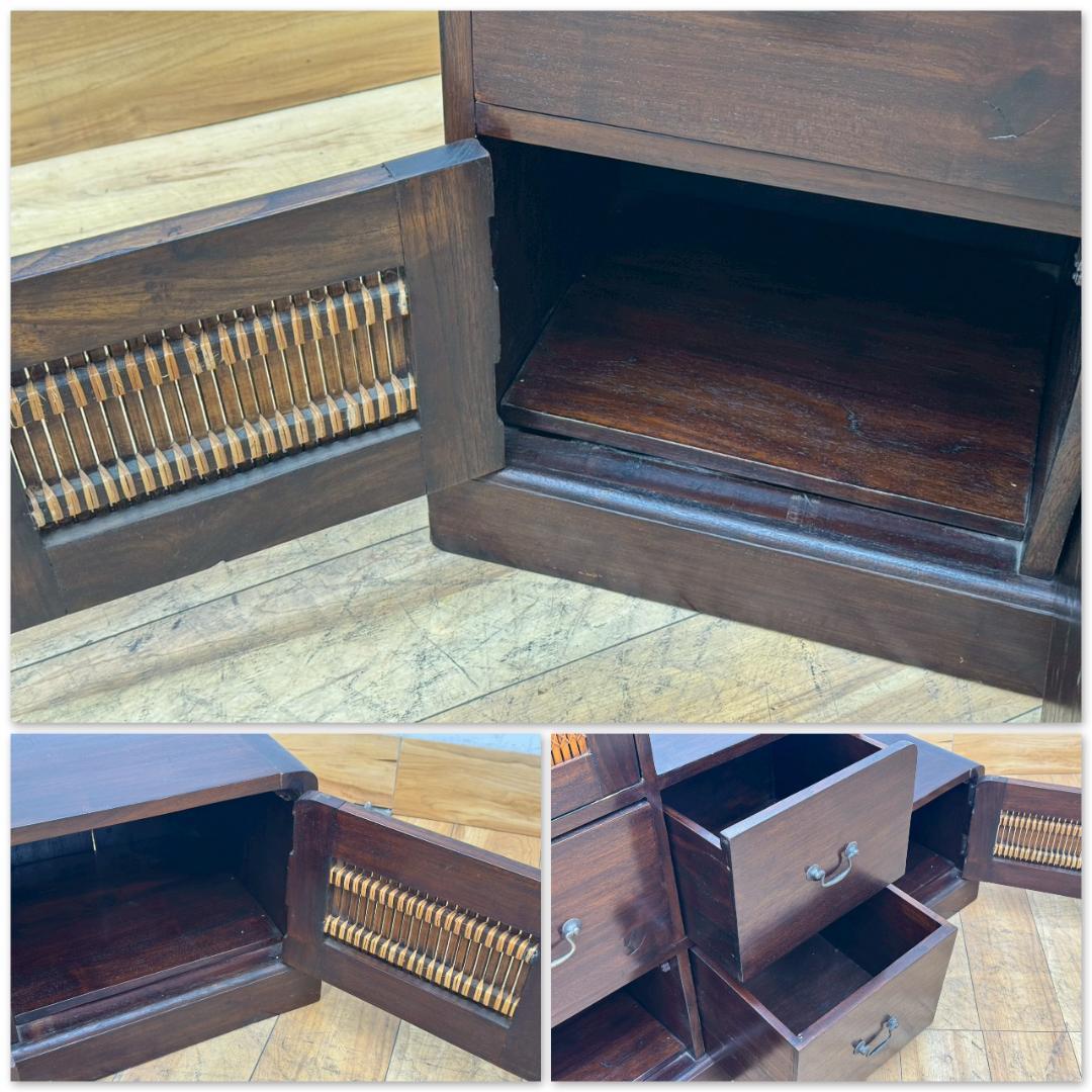 T1492☆階段箪笥　アジアン家具　和箪笥　時代箪笥　組子細工　木製　和家具