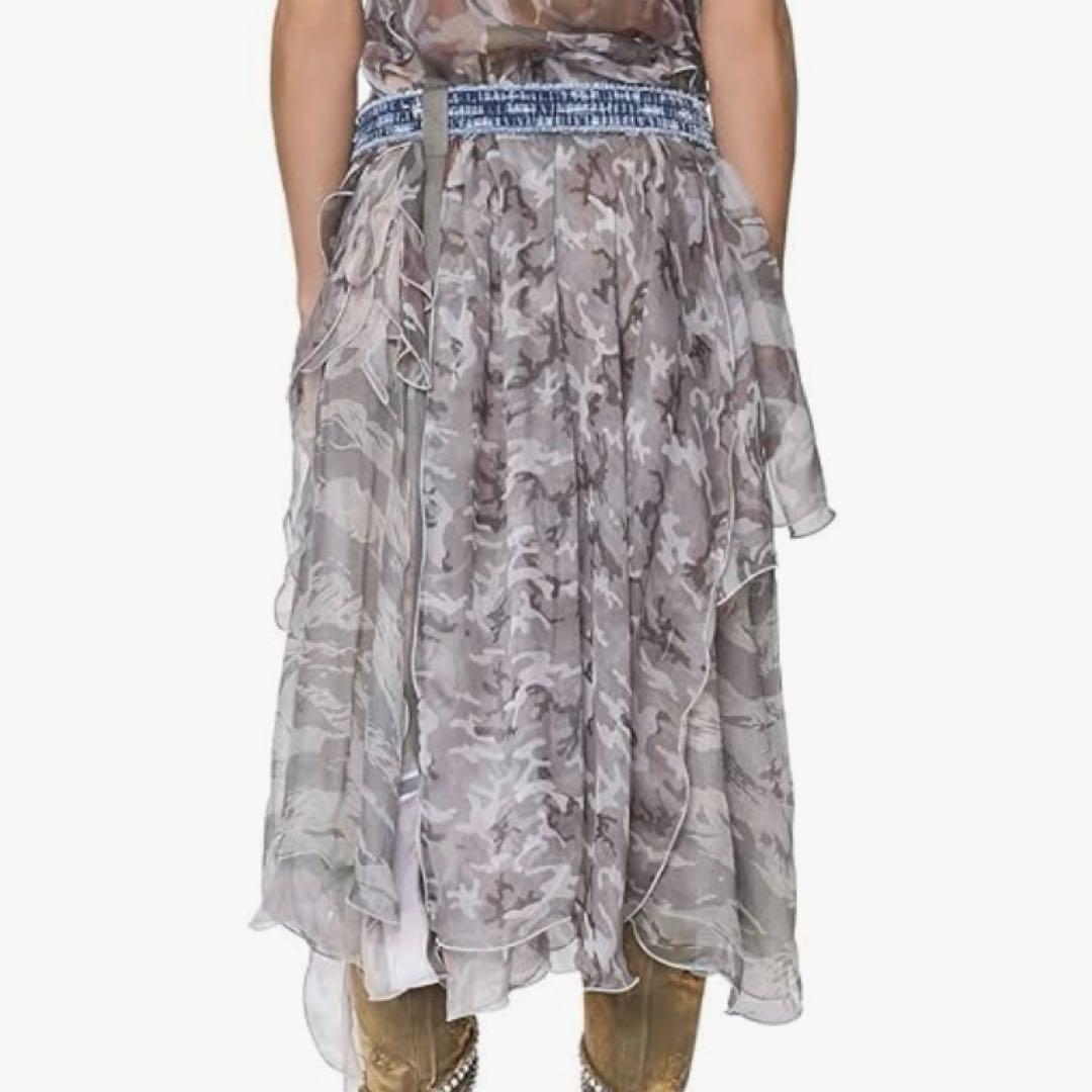 SIESEL カモフラージュ柄 フレアスカート デニムベルト付き