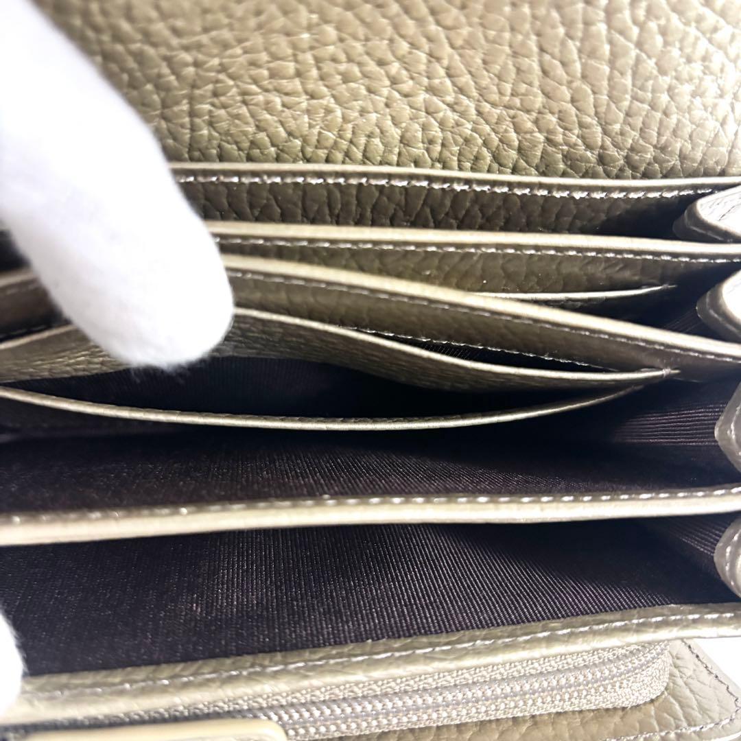 【未使用級】デンハマノ　レザー リトロ　王冠 二つ折り財布 ゴールド