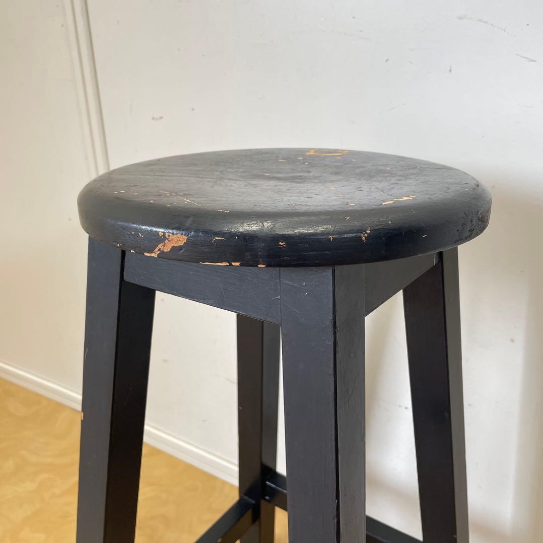 木製スツール 丸椅子 ハイスツール ビンテージ インダストリアル 黒 ブラック