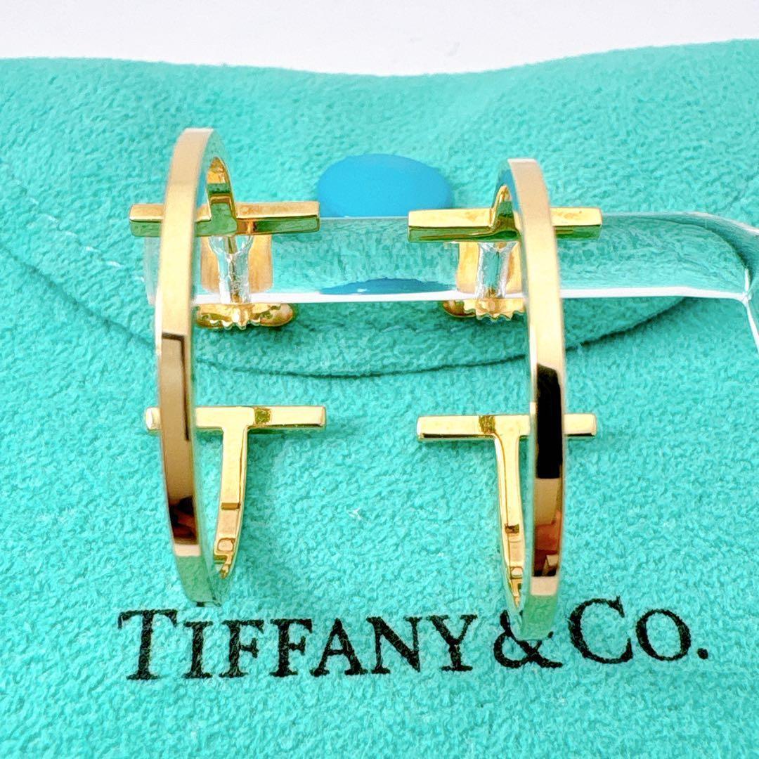 極美品 付属品付 ティファニー Tワイヤー フープ ピアス ゴールド k18