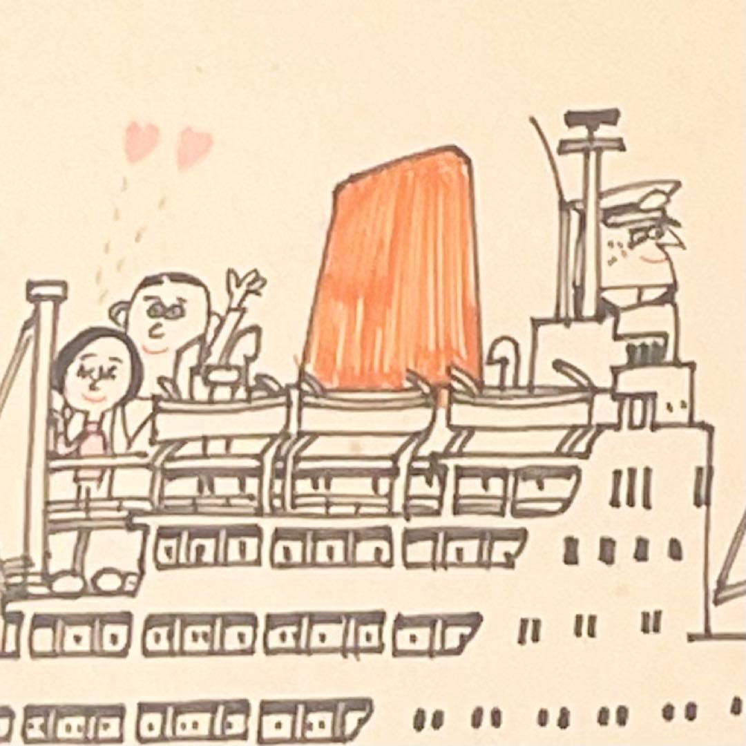 柳原良平 イラスト 直筆 サイン入り にっぽん丸 アンクルトリス 額装