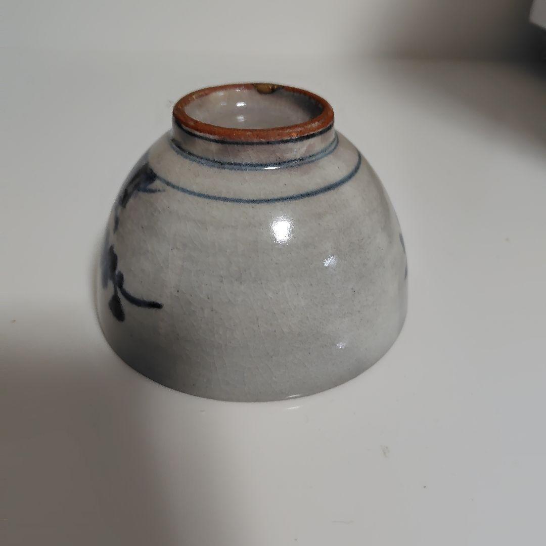 陶胎染付 菊花 小碗