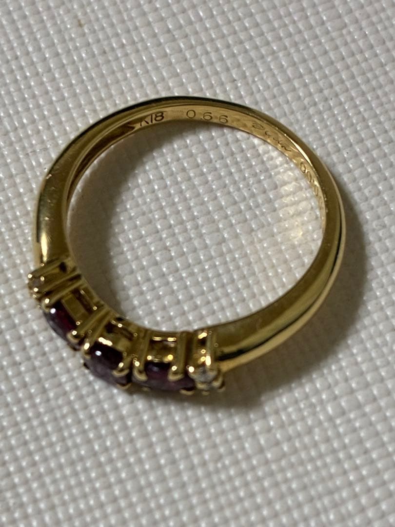 k18 赤いルビー　ダイヤモンド　リング　R0.66ct 12号