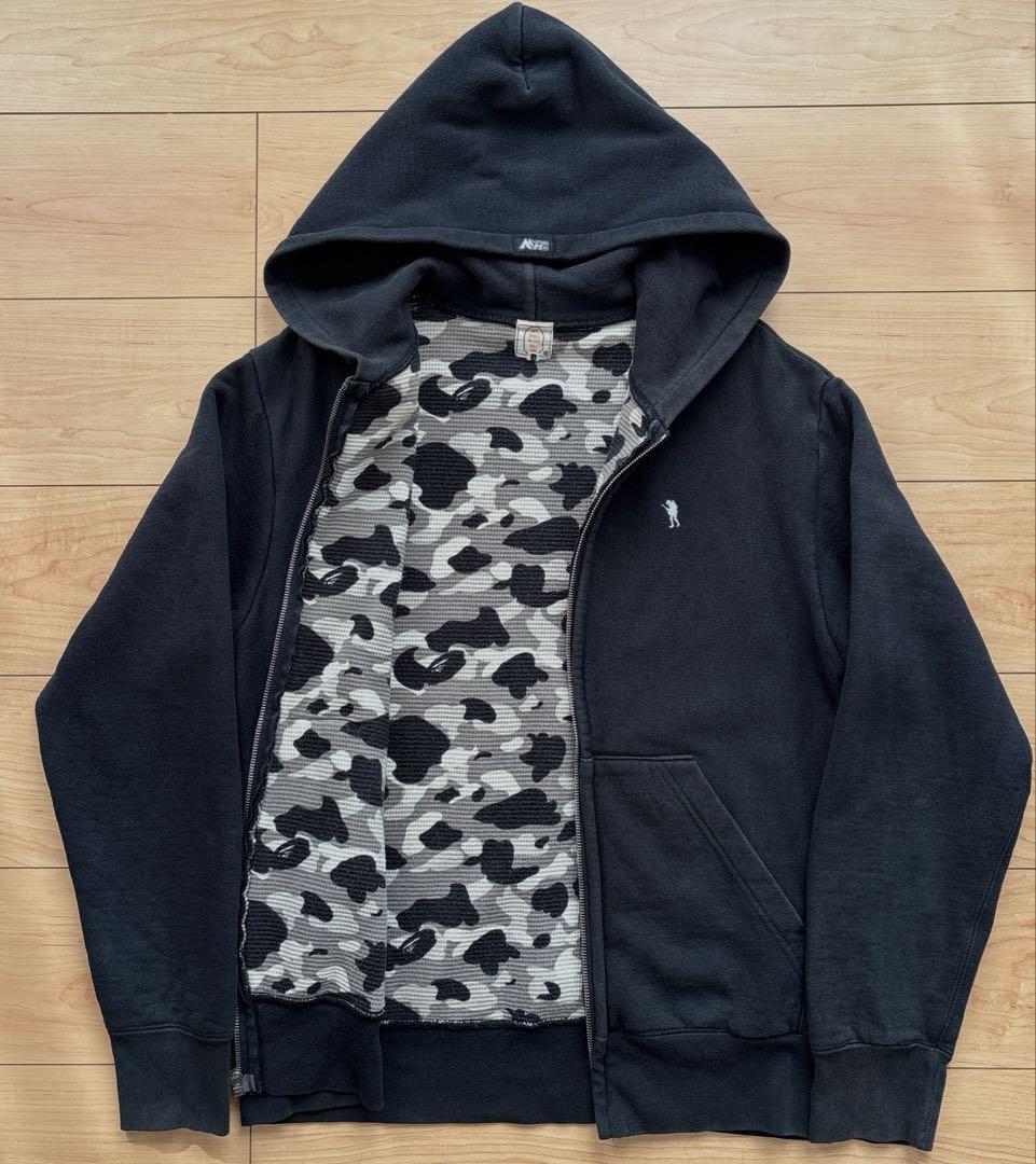 A BATHING APE エイプ ジップパーカー ririジップ 裏地カモ柄S