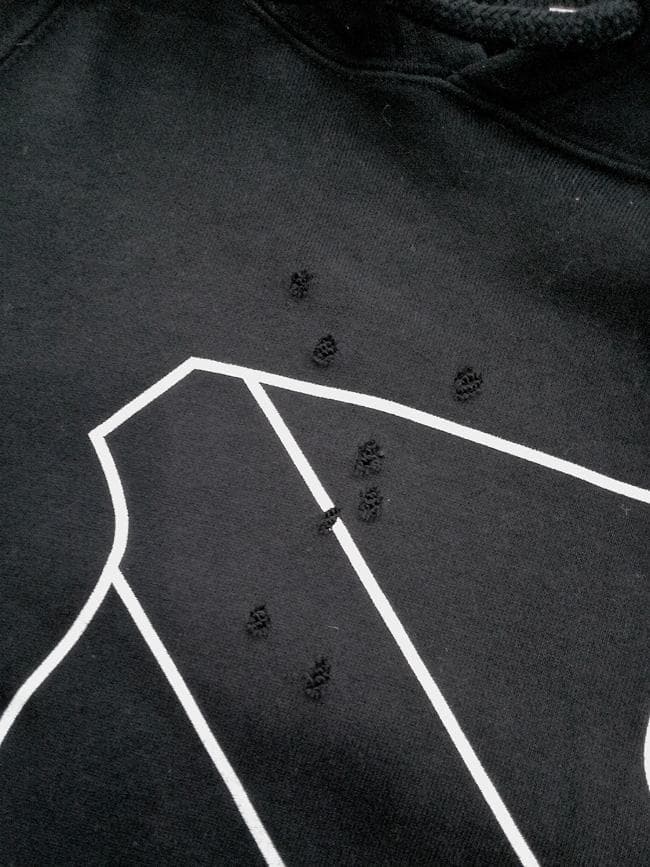 ナンバーナイン ダメージ加工 エンブレム プリント スウェット パーカー 3 黒