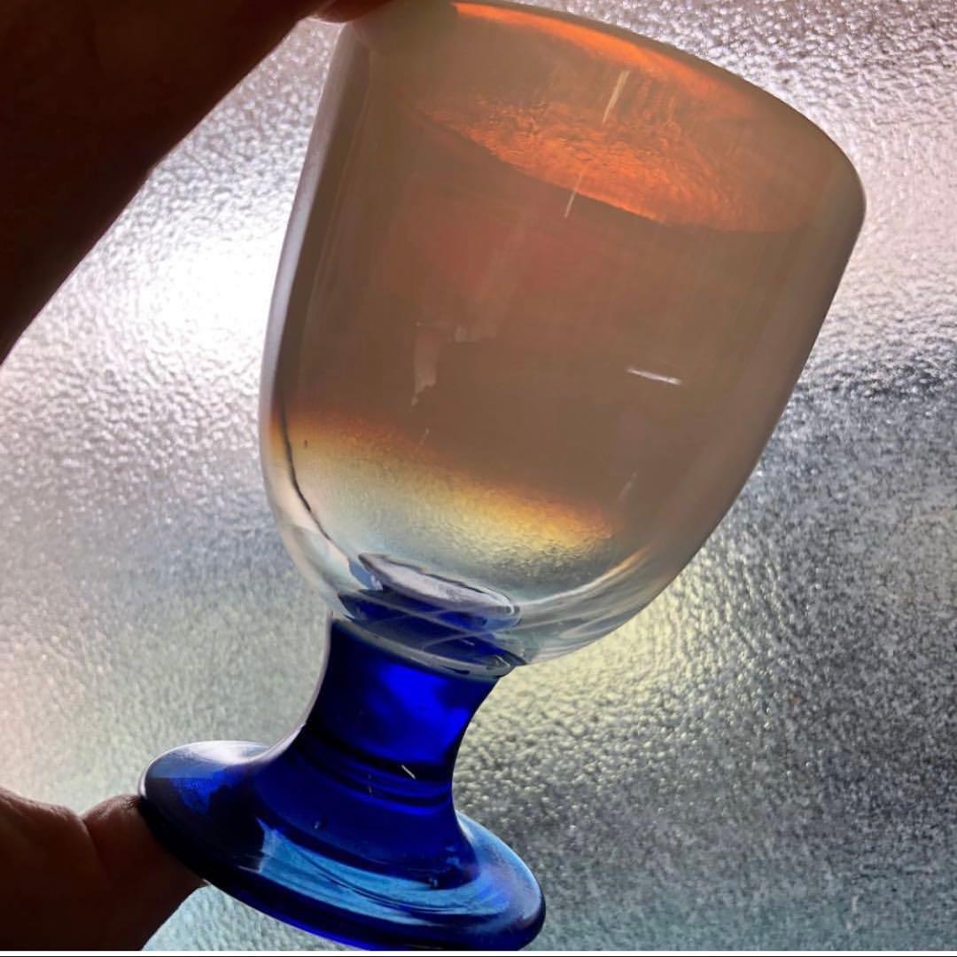 最終値下げ　青脚なつめ型と椀型2点 氷コップ　戦前ガラス　アンティーク