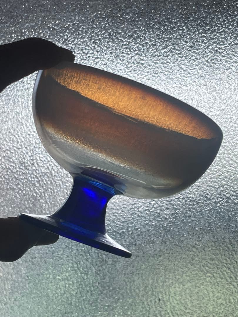 最終値下げ　青脚なつめ型と椀型2点 氷コップ　戦前ガラス　アンティーク