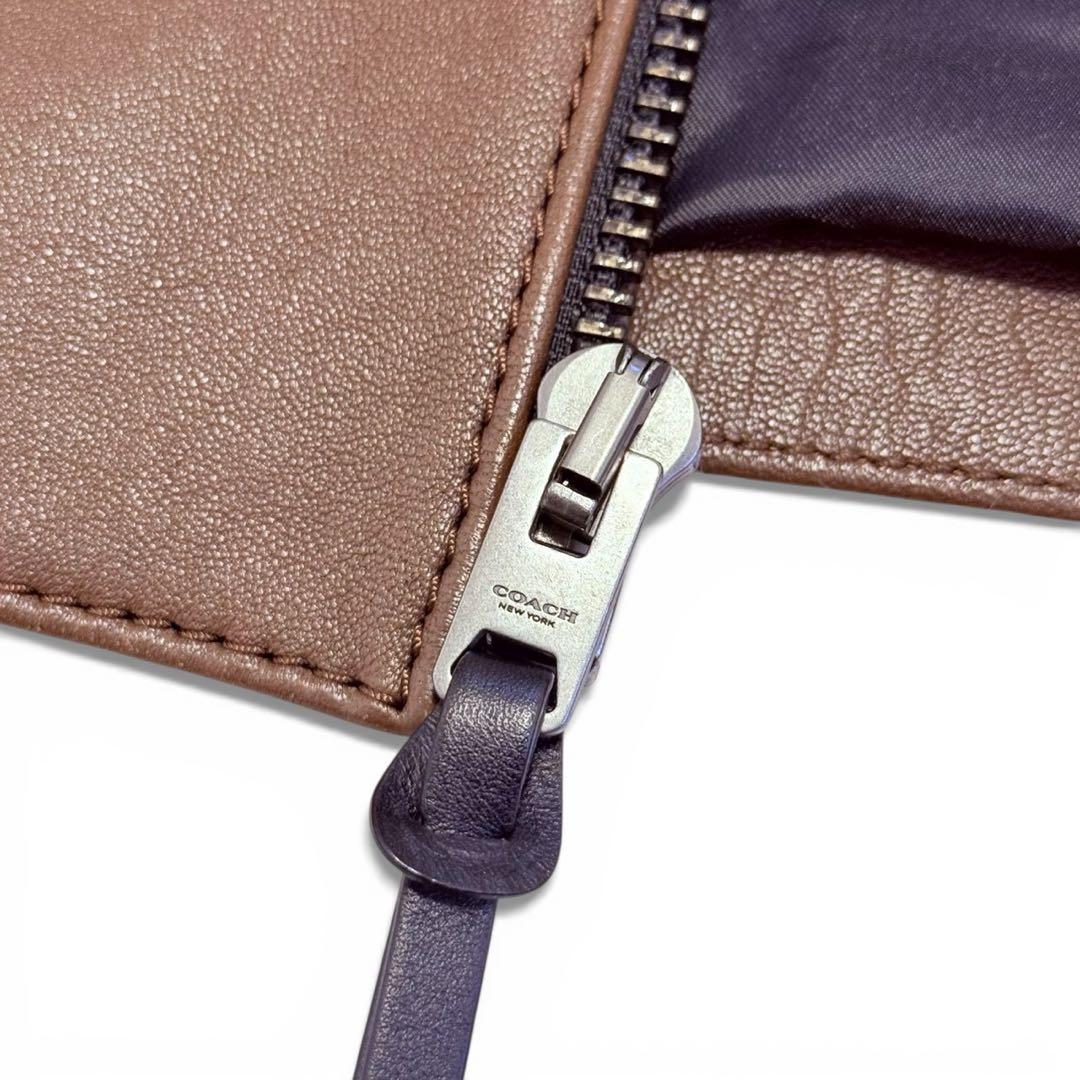 【未使用級】COACH メンズ ライダースジャケット ブラウン Mサイズ