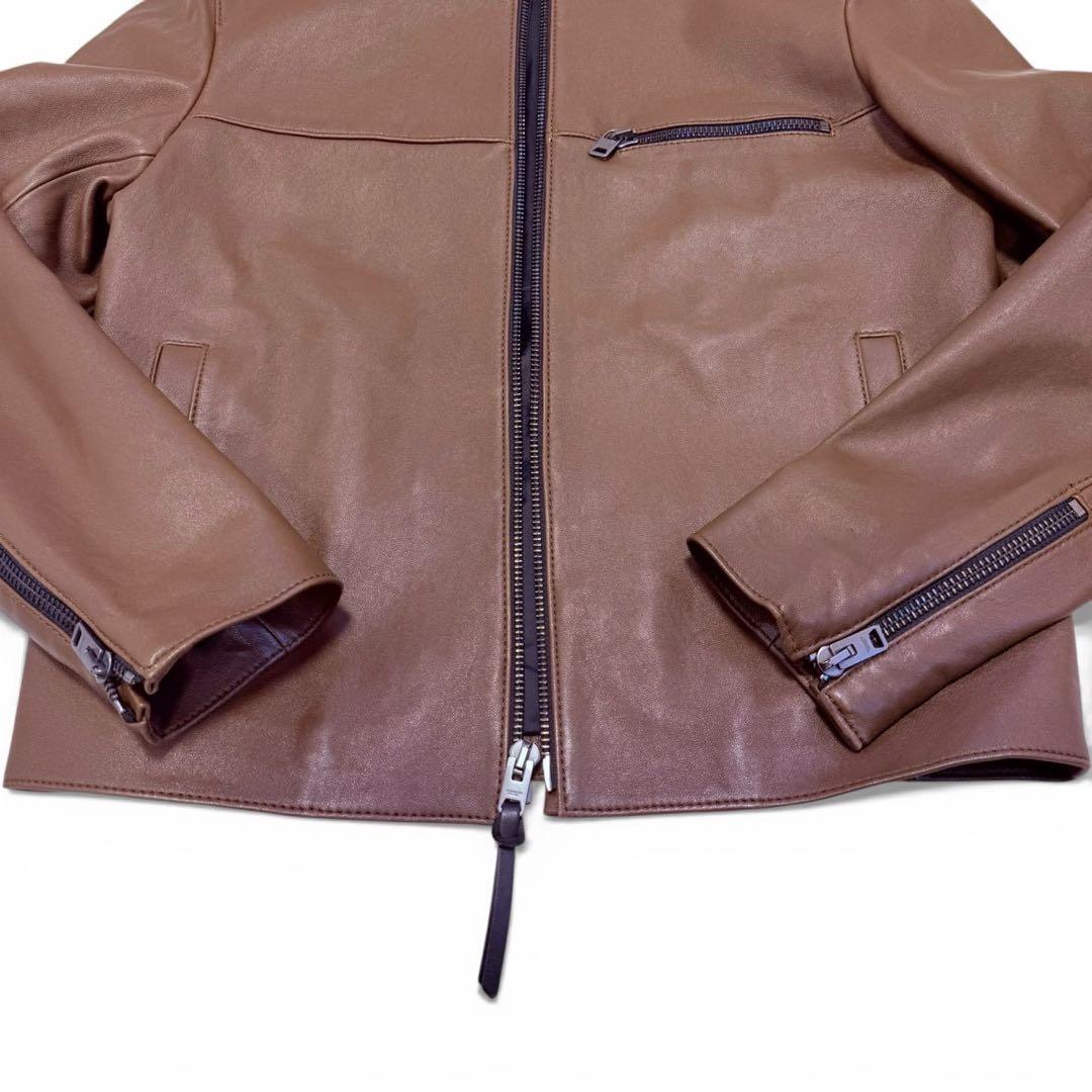 【未使用級】COACH メンズ ライダースジャケット ブラウン Mサイズ