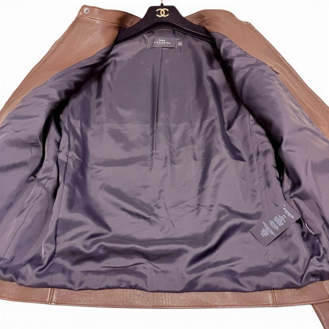 【未使用級】COACH メンズ ライダースジャケット ブラウン Mサイズ