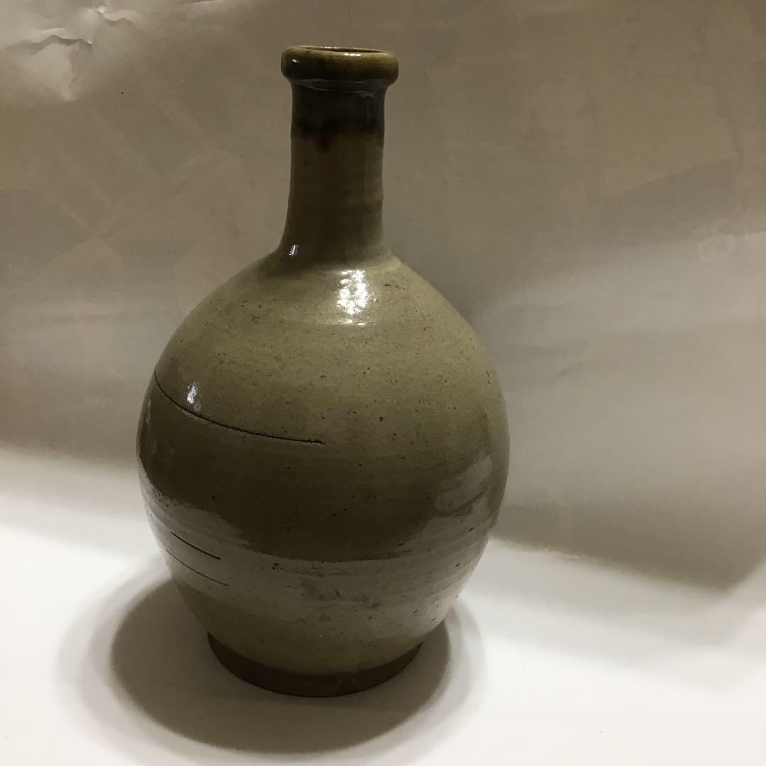 アンティーク 古 大堀相馬焼 首 緑釉 徳利