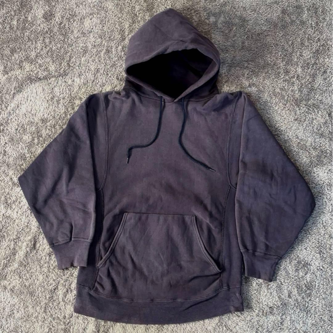 【70s80s】USA製 sand Knit （L）フーディ 茄子紺 フェード