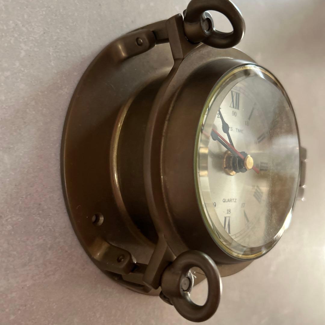 【最終価格早い者勝ち】真鍮製船舶掛時計 クオーツムーブメント