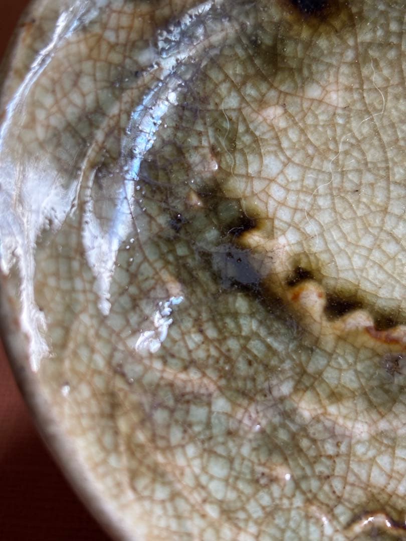 初期鍋島錆緑釉蕪形五寸皿　検松ケ谷