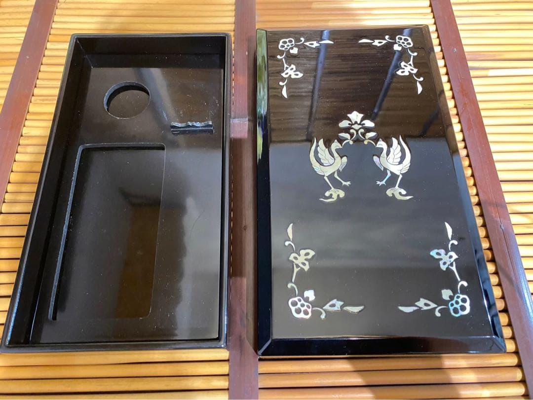 高岡塗 螺鈿細工 書道具 硯 木箱入