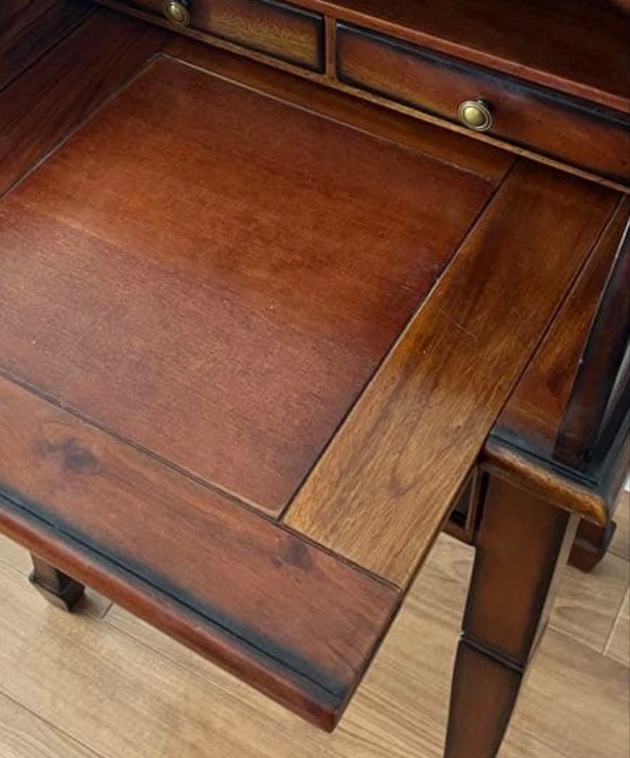 木製ライティングビューロー マホガニー　ダベンポートデスク　ダークブラウン