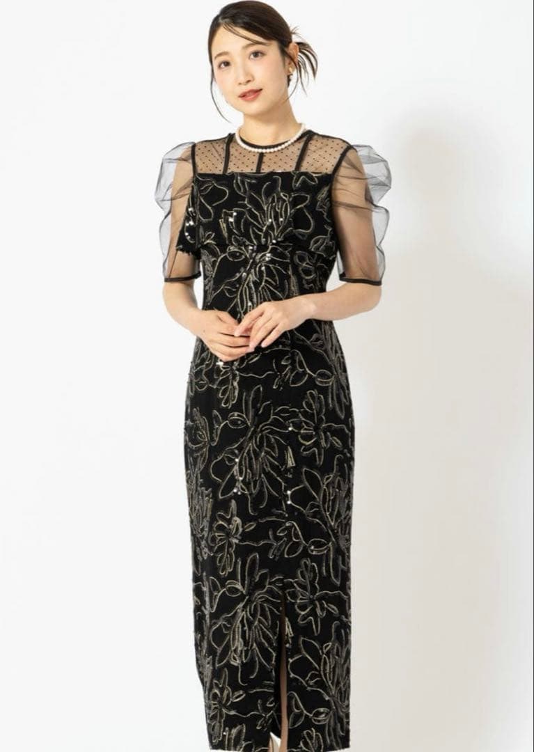 Leja ドットチュールフラワースパンコールIラインドレス