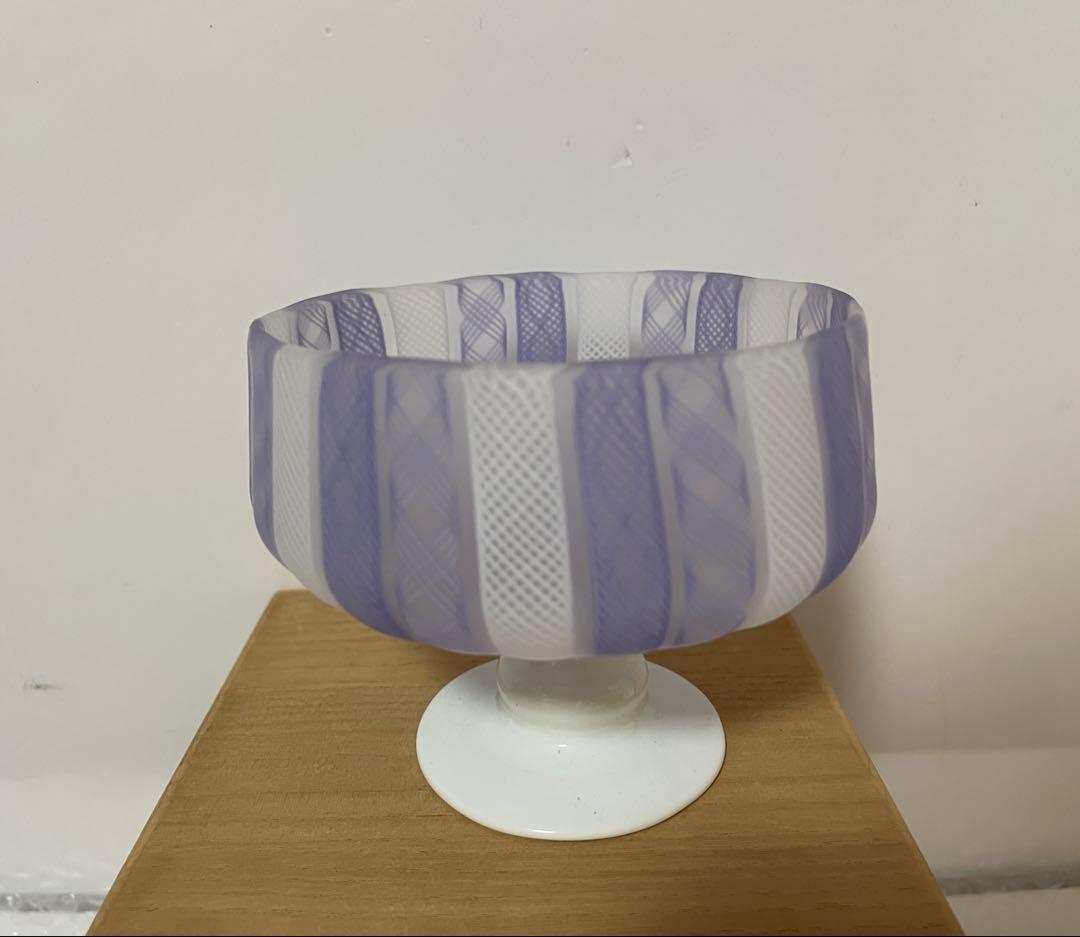 藤田喬平 手吹 ヴェニス 台钵・グラス 文化勲章受章 パープル