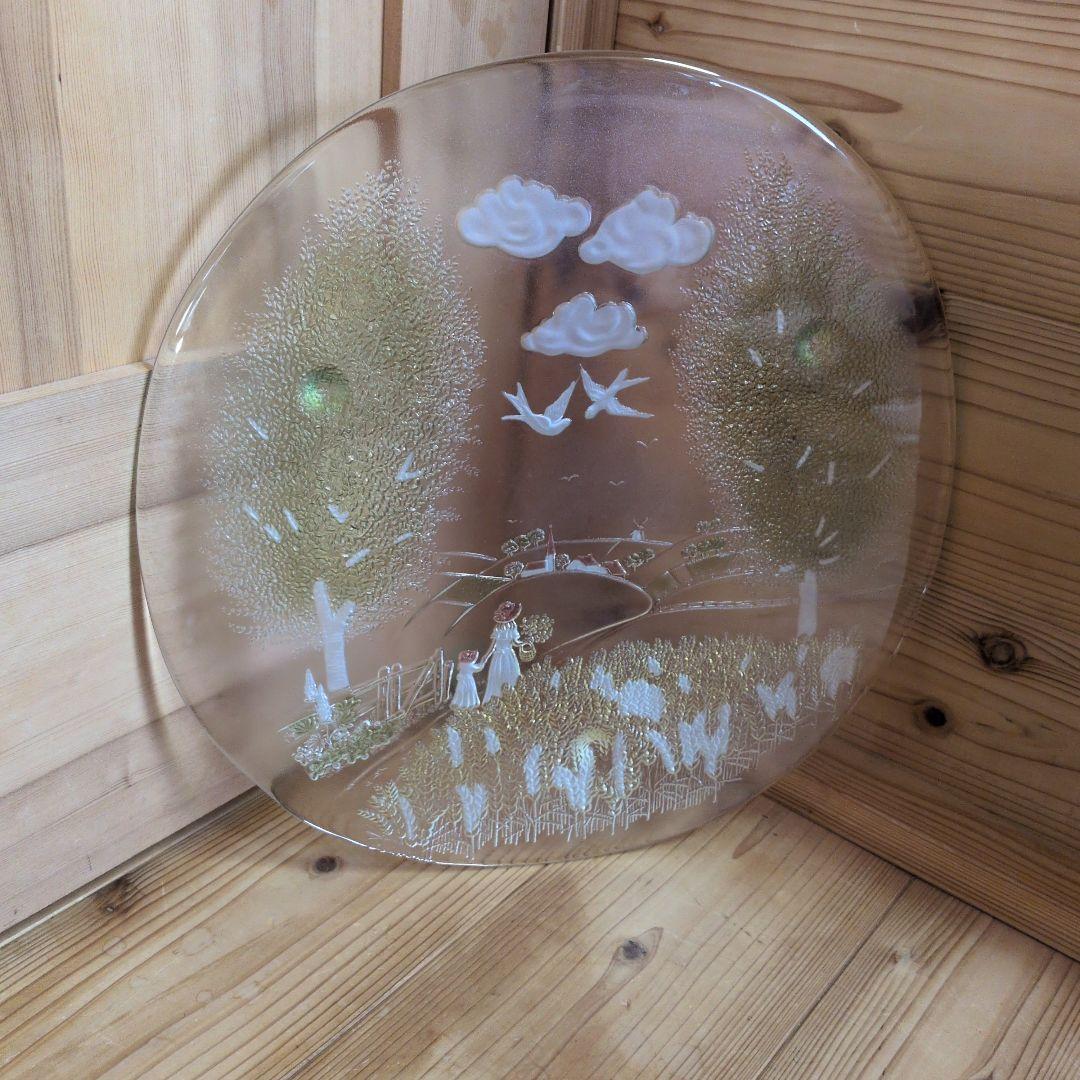 北一硝子のヴィンテージ飾り大皿（新風彩 銘々皿）約36cm