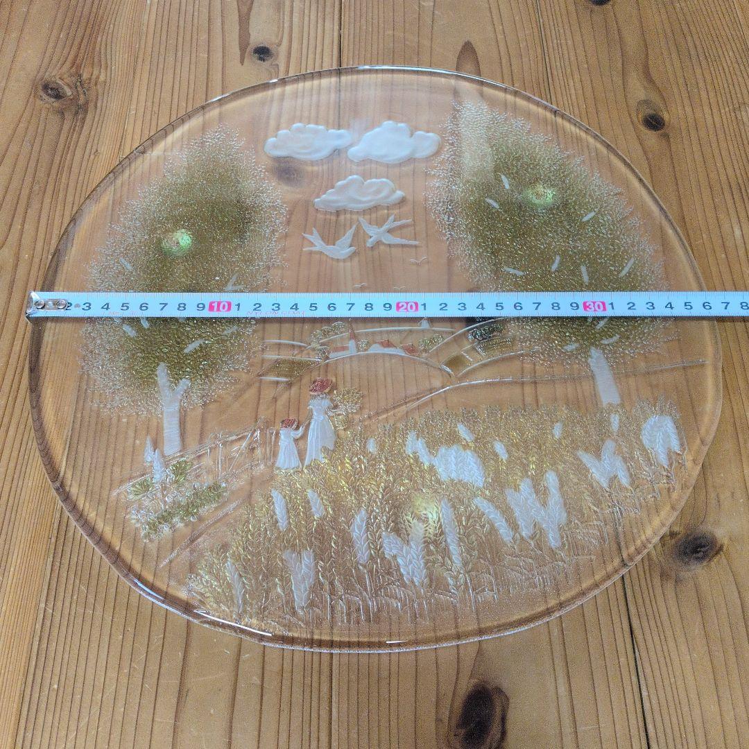 北一硝子のヴィンテージ飾り大皿（新風彩 銘々皿）約36cm