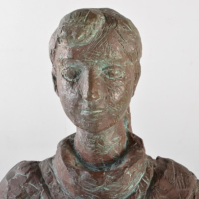 植木舜一作　ブロンズ像　女性像　大理石台　重さ約9.7kg　D　R5810B