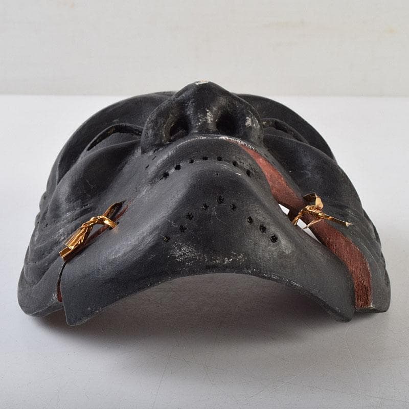 能面　能楽　雅楽　木彫　黒色尉　黒式尉　お面　V　R9529