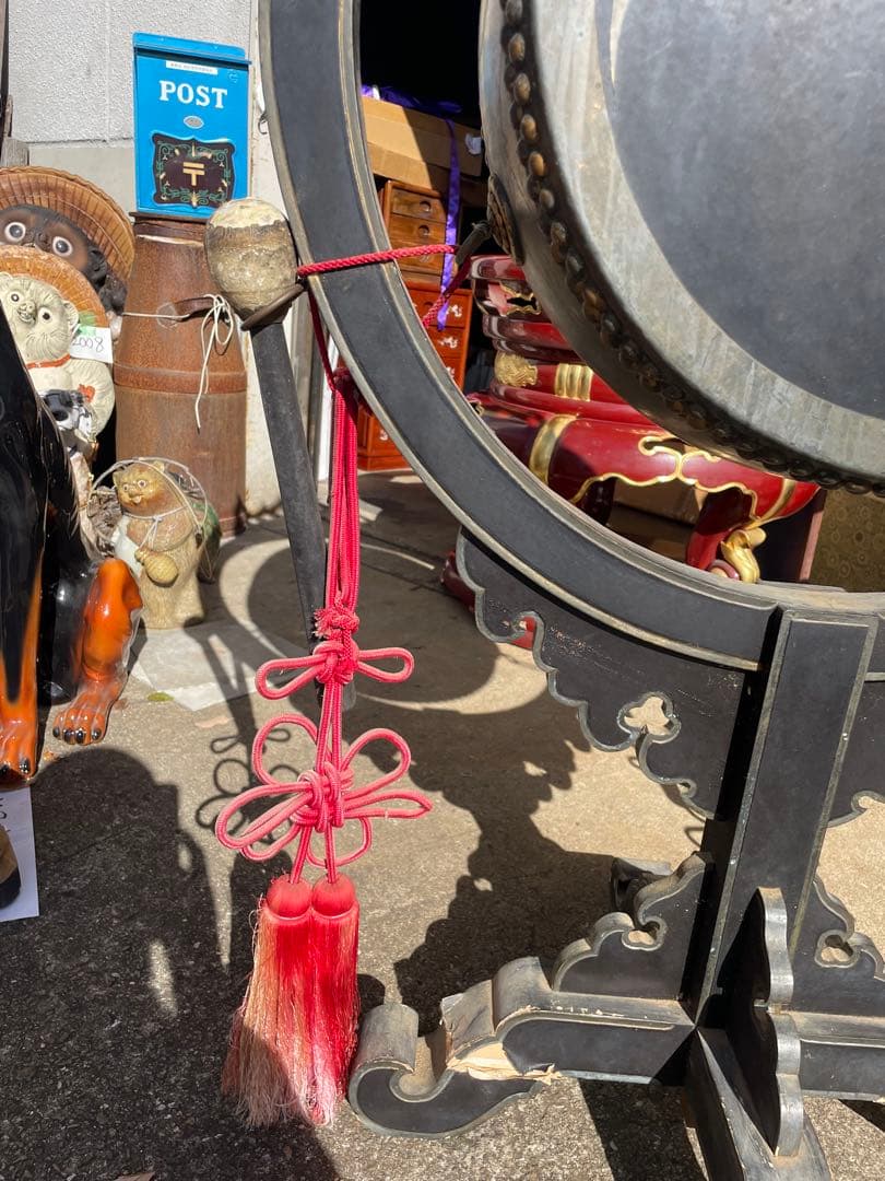 太鼓正製 雅楽 火焔太鼓 毛彫金具 寺院仏具 鳴物 仏教美術　撥房付