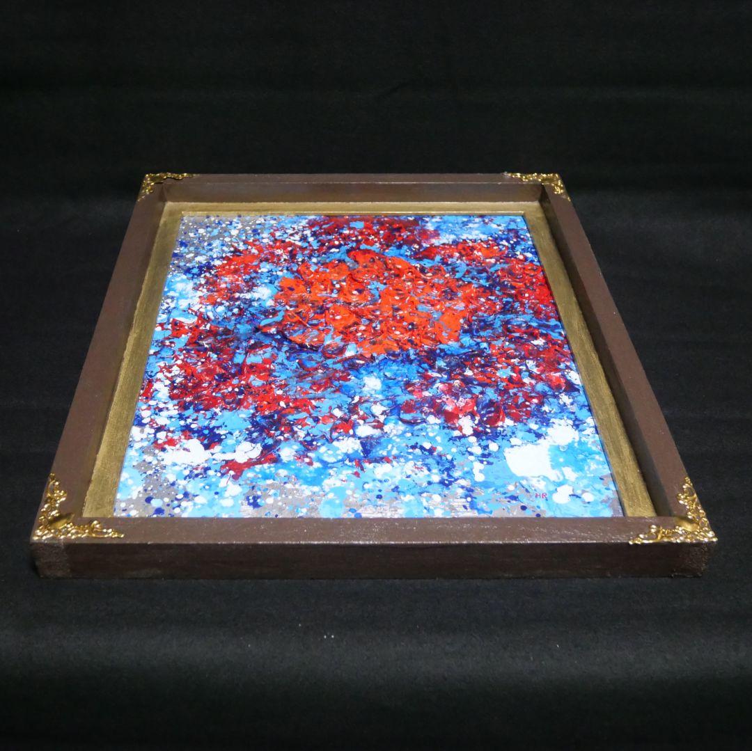 油絵 油彩 油彩画 絵 絵画【梅雨の赤い紫陽花の雨】