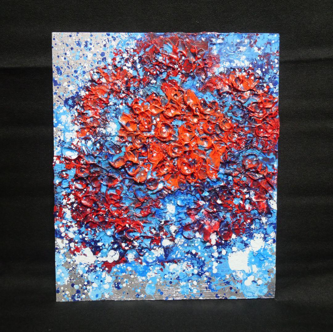 油絵 油彩 油彩画 絵 絵画【梅雨の赤い紫陽花の雨】