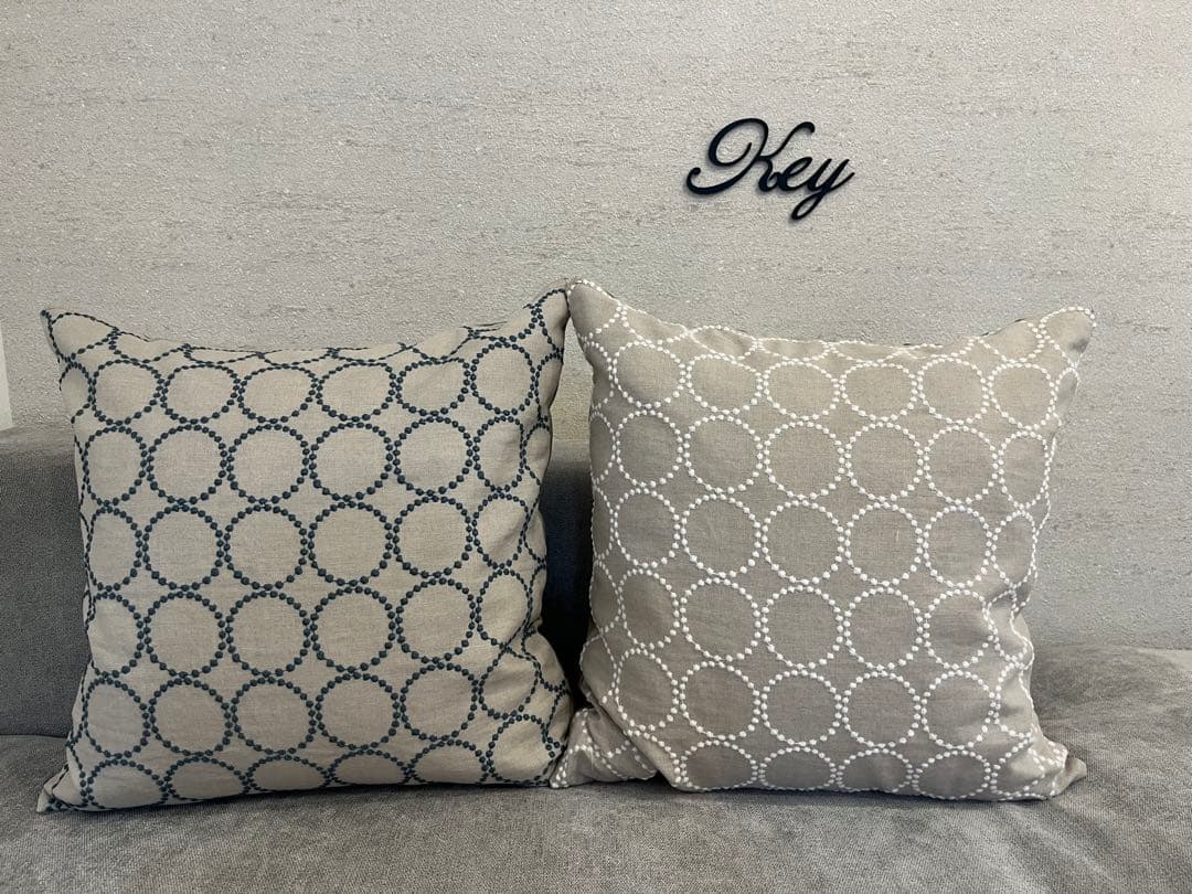 ミナペルホネン　ハンドメイドクッションカバー★タンバリン ベージュxブルーグレー