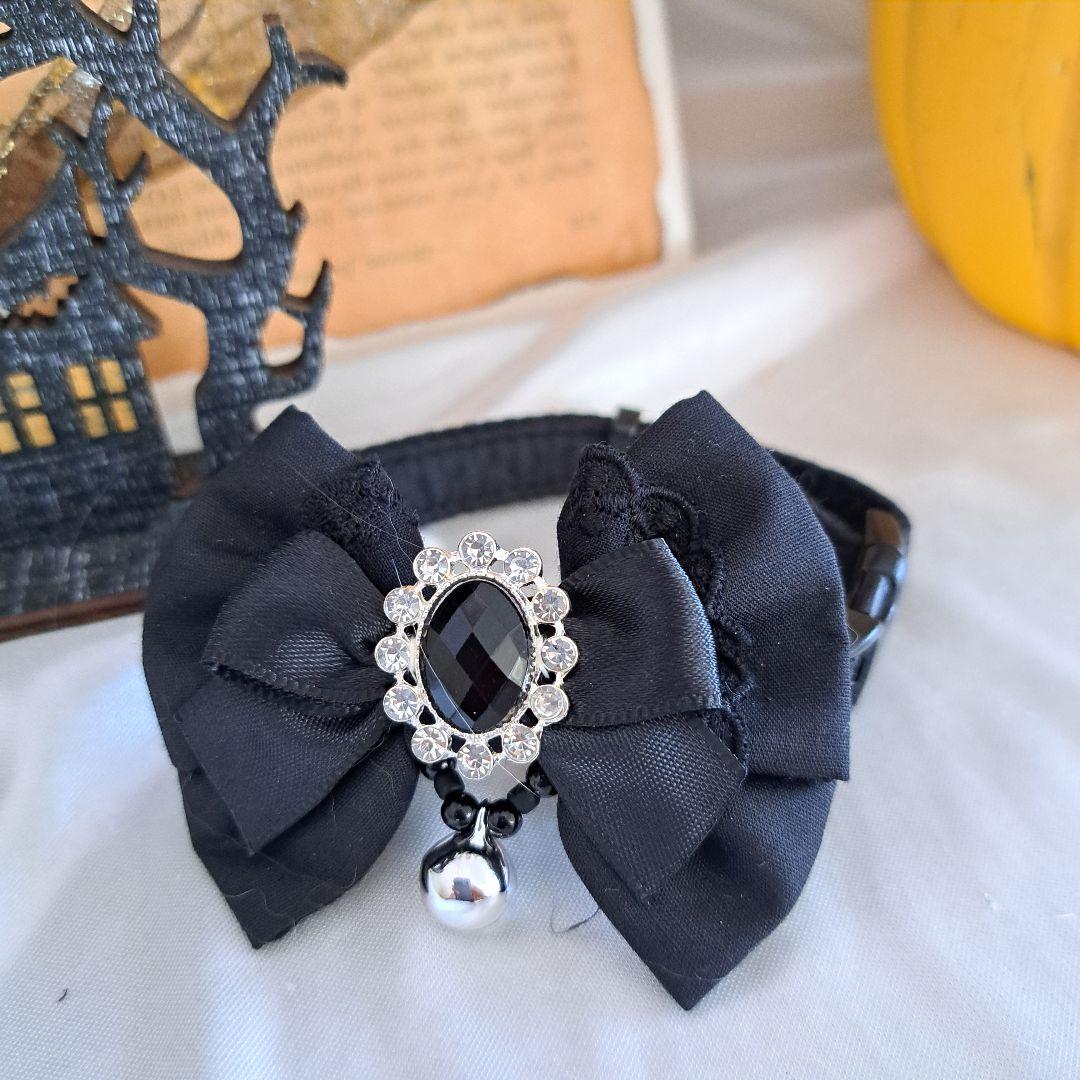 ハロウィン、ゴスロリタイプ(ブラック)わんちゃん猫ちゃん用首輪