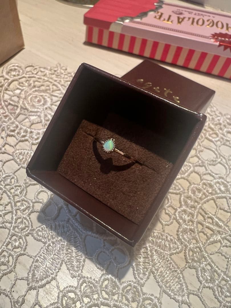 オパールリング　k5 アガット　agete 7号　リング