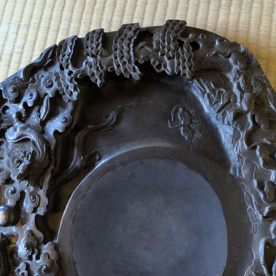 特大硯　龍の彫刻