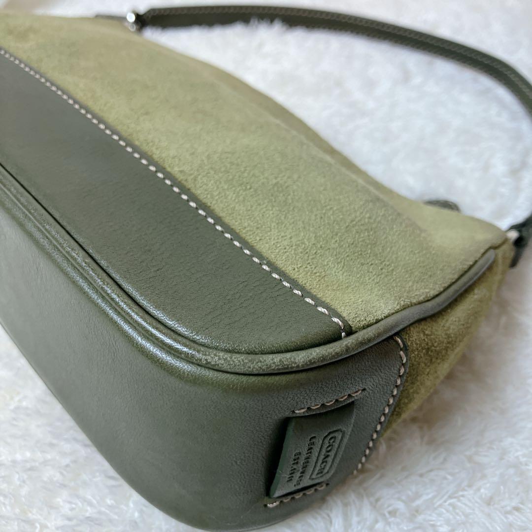 バッグ vintage coach suede shoulderbag green