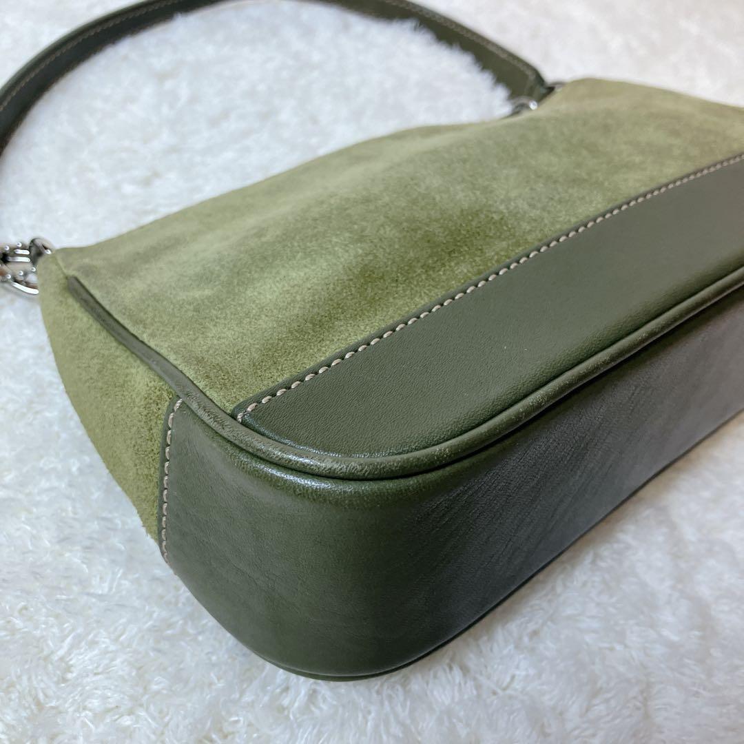 バッグ vintage coach suede shoulderbag green