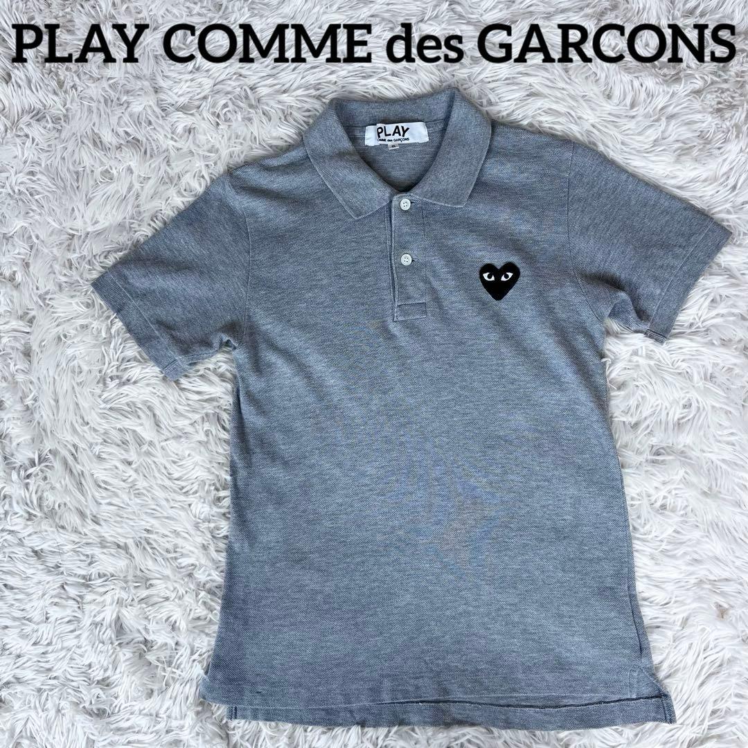 【美品】プレイコムデギャルソン ポロシャツ ハートワッペン刺繍 グレー