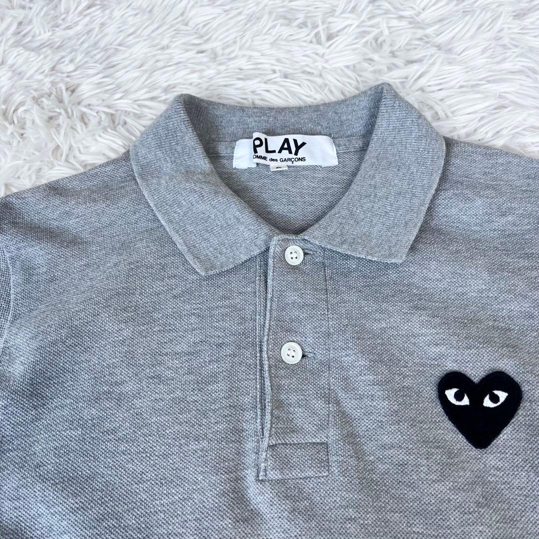 【美品】プレイコムデギャルソン ポロシャツ ハートワッペン刺繍 グレー