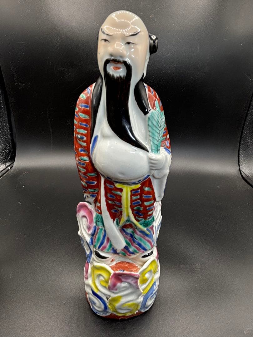 中国美術 古玩 色絵陶人形 陶器人形 高さ約25cm 置物 オブジェ 古董品