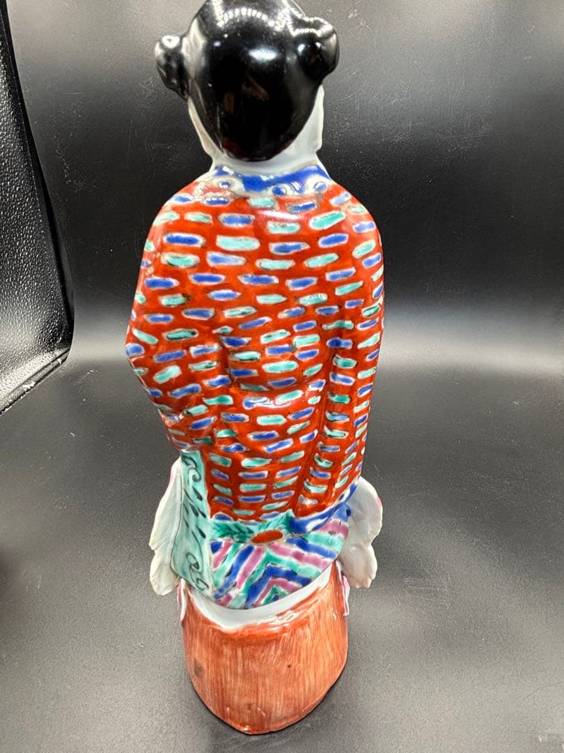 中国美術 古玩 色絵陶人形 陶器人形 高さ約25cm 置物 オブジェ 古董品