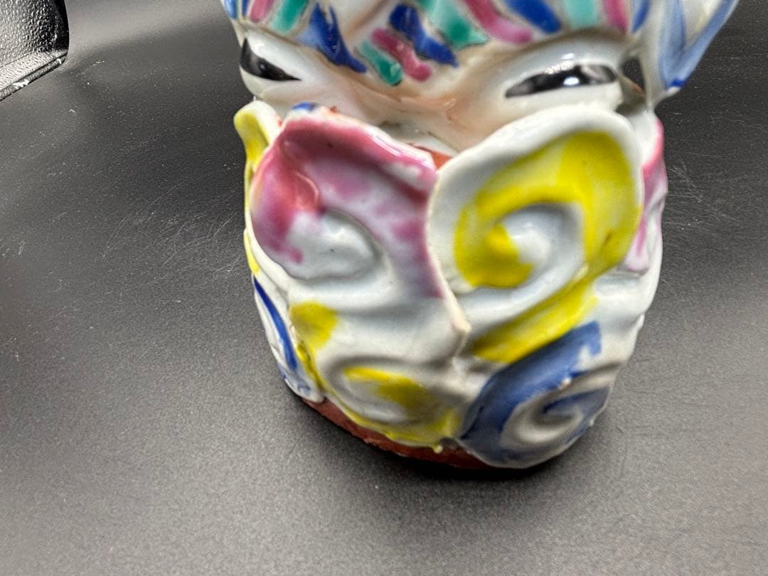 中国美術 古玩 色絵陶人形 陶器人形 高さ約25cm 置物 オブジェ 古董品