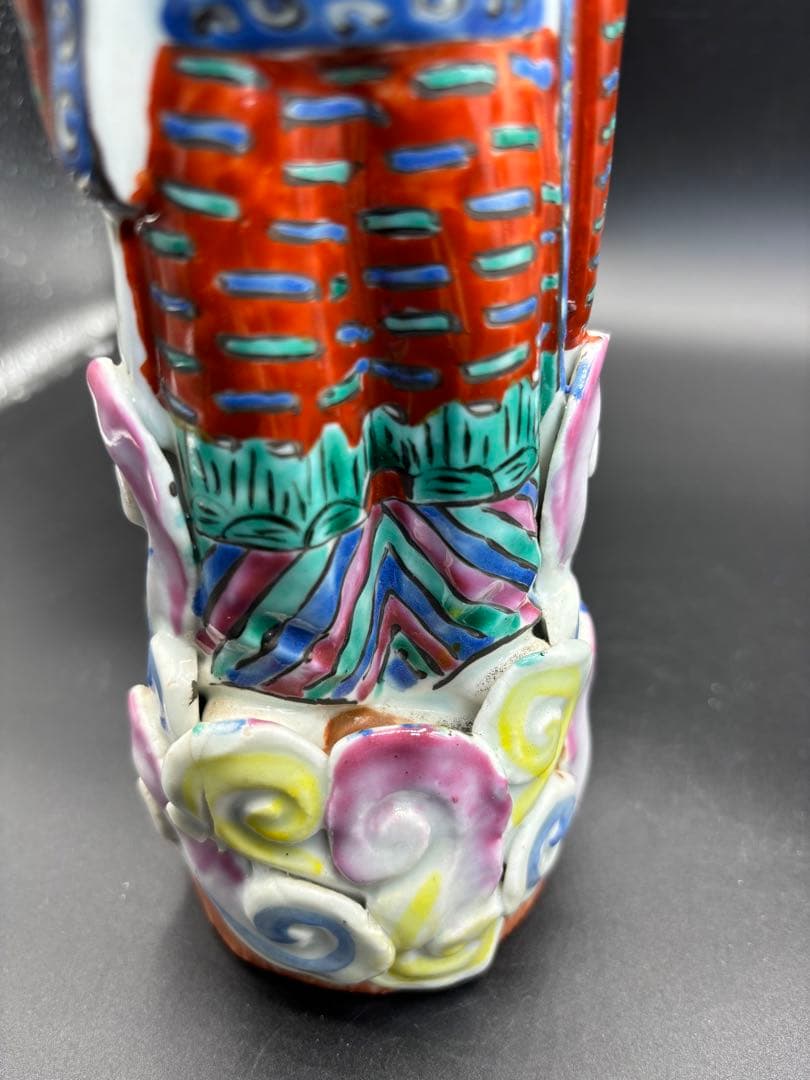 中国美術 古玩 色絵陶人形 陶器人形 高さ約25cm 置物 オブジェ 古董品